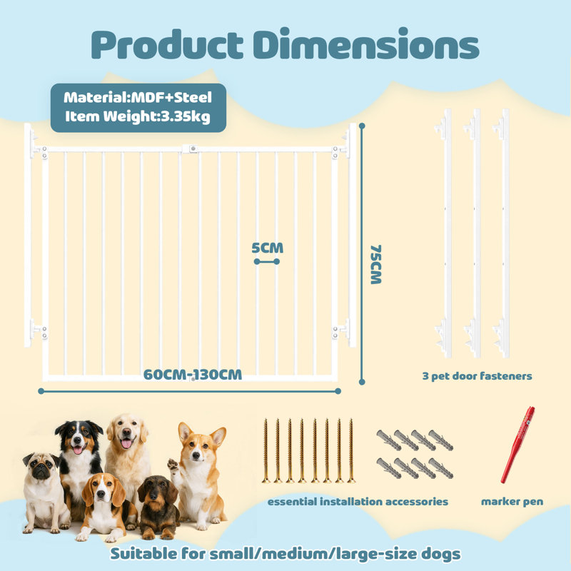 Stainless Steel Pressure Mounted Pet Gate