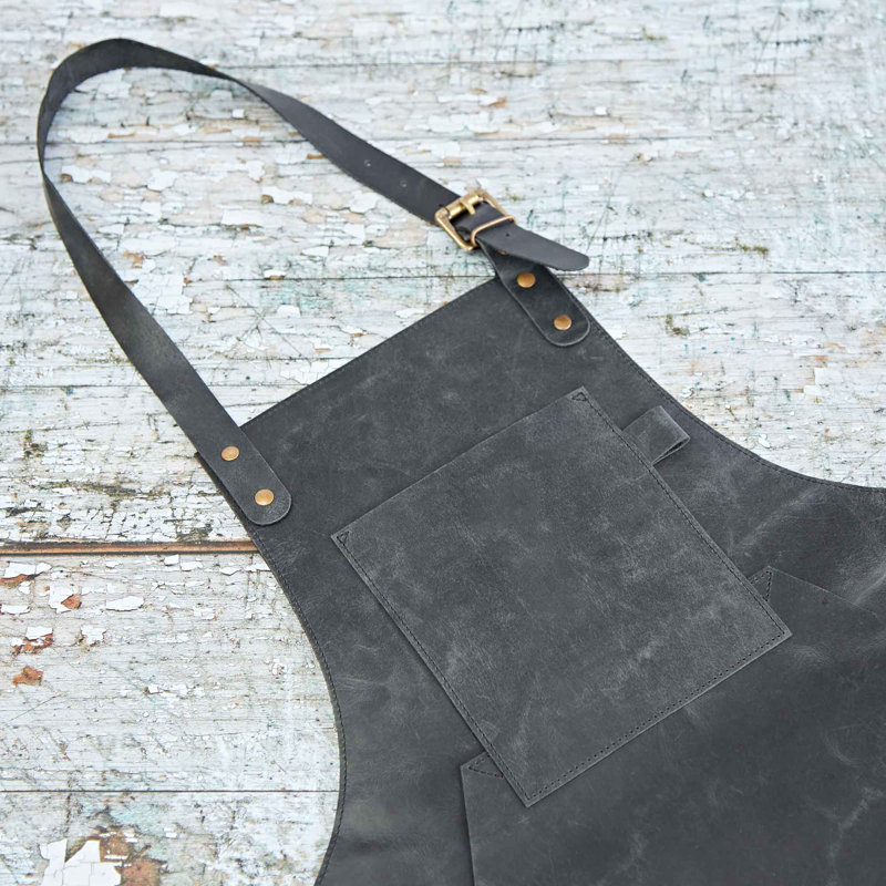 Solid Colour Leather Grilling, Black