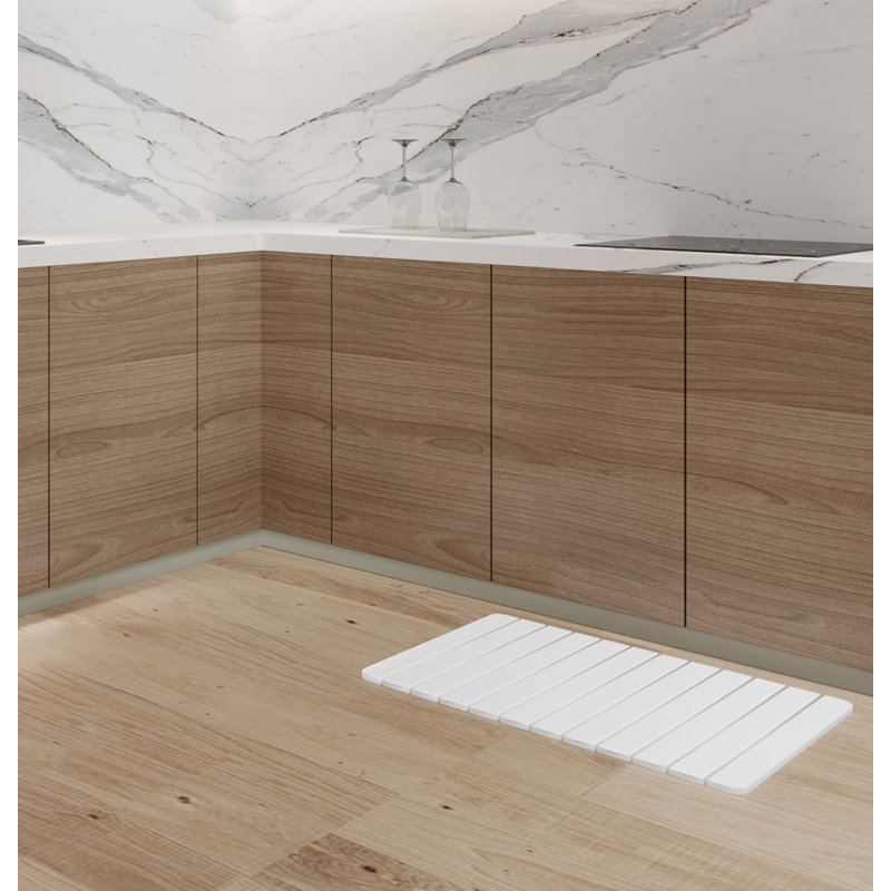 Tapis de cuisine Dianeli, Blanc / Blanc, Rectangle 1 pi 9 po x 2 pi 10 po