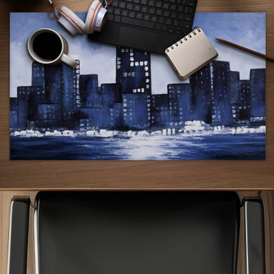 Marine blue city - 14.00"x24.25" Desk mat