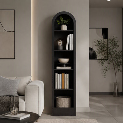 67"H Small Arched Bookcase, Mid Century Modern 5-Tier Arched Storage Bookcase with Open Display Storage Shelf