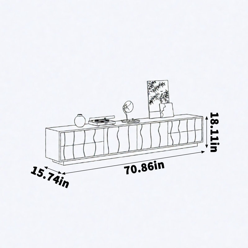 Meuble télé Bone Grid, H 18,11 po x L 70,86 po x l 15,74 po
