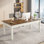 Bureau d'ordinateur 62 pouces, grand bureau de direction avec pieds en bois massif
