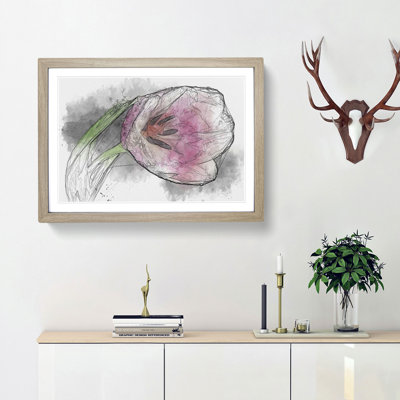 Pink Tulip Sketch - Picture Frame Graphic Art Print