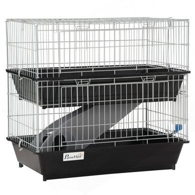 Cage à souris à 2 niveaux, cage de furet avec plat et bouteille, rampe, 2 portes