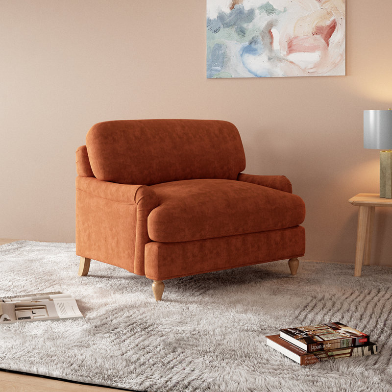 Sadorus 118.5cm Wide Tufted Armchair, Orange Velvet