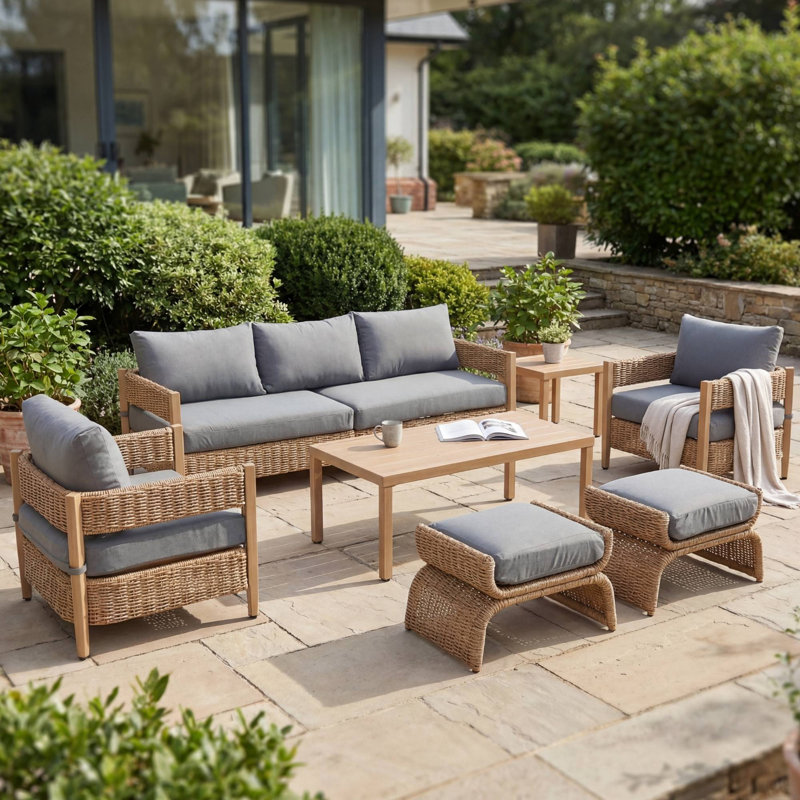 7 Pieces Outdoor Patio Conversation Set, Gray