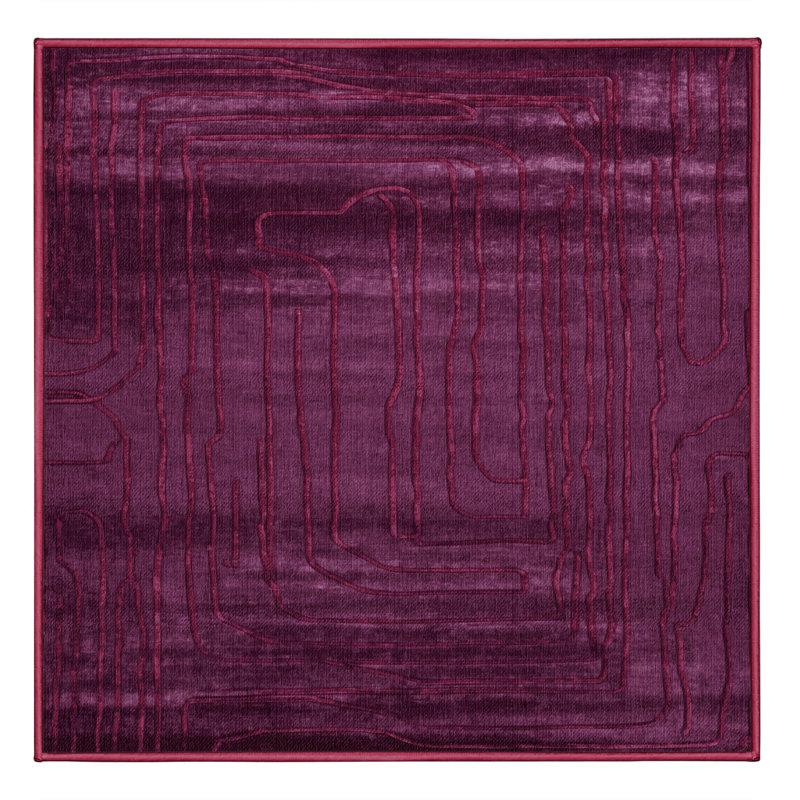 Machine Washable Abstract Purple Area Rug, Square 6'