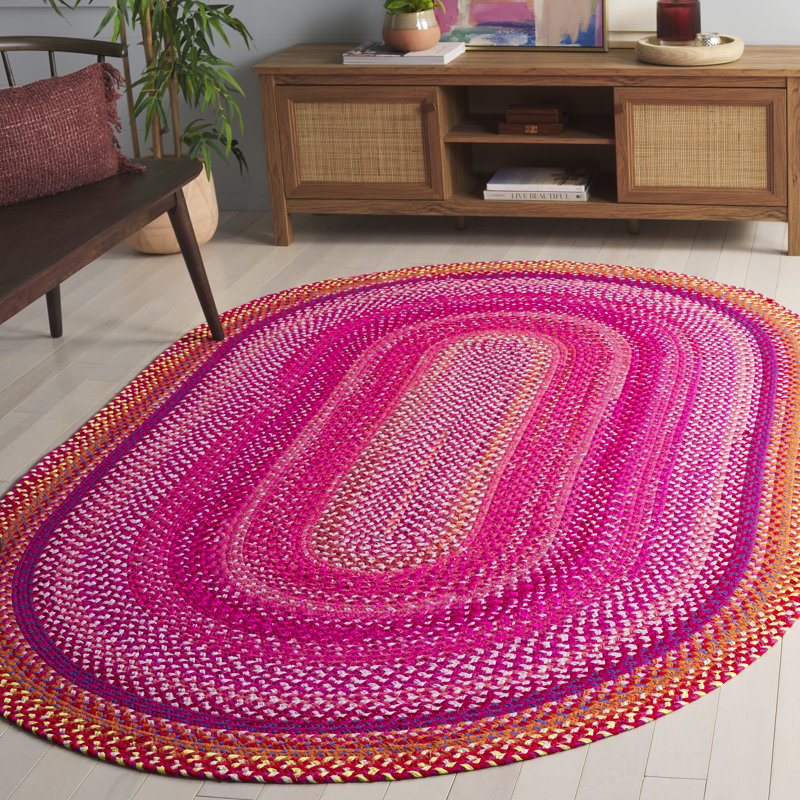 Anique Hand Woven Cotton Performance Abstract Rug, Oval 5' x 8'