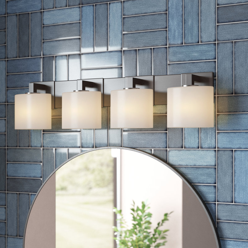 Casson 4 - Light Dimmable Vanity Light, Brushed Nickel, Cylinder with Flat Rim