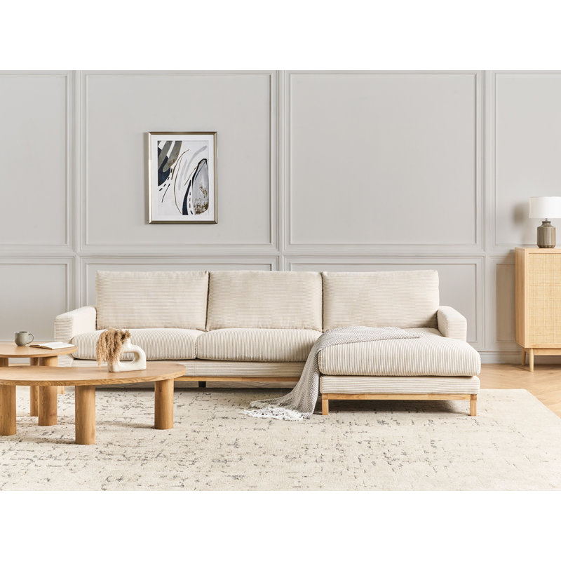 4 Seater Sectional, Corduroy - Beige