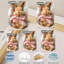 Lapin roux endormi avec nœud en soie rose sur tissu fleuri - Grande toile tendue sur châssis pour salon ou chambre-1140714128