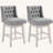 Counter Height Bar Stools Set Of 2, 180 Degree Swivel Barstools, 27" Seat Height Bar Chairs With Solid Wood Footres And Button Tufted Design, Grey