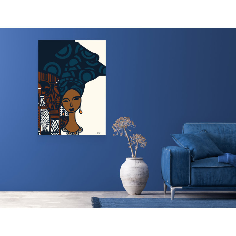 «Abike Stylized Tribal African Woman» par Ify Ojo, reproduction d'art sur toile tendue, H 20 po x l 30 po x P 3 po