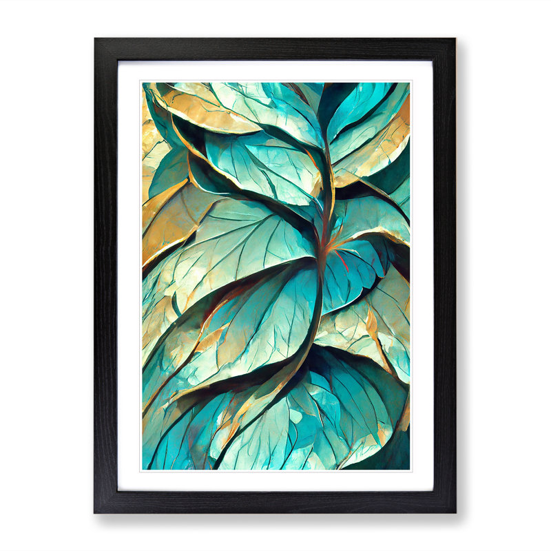 XV1022-340X Abstract Leaf No.2 - Print, White, 66cm H x 48cm W, Black Framed