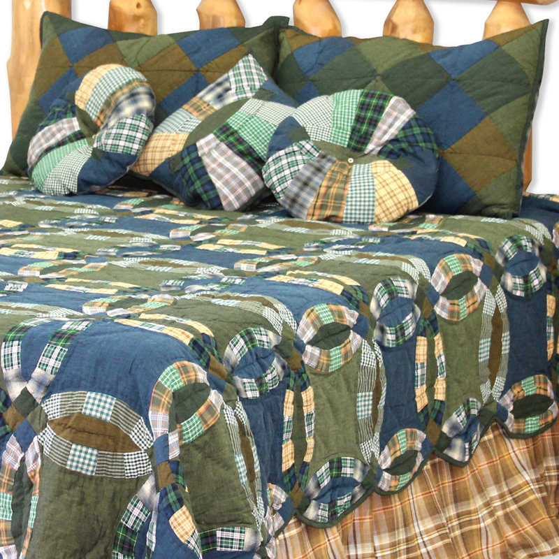 Chambray Ring Rustic Cotton Quilted Patchwork Quilt, Super King