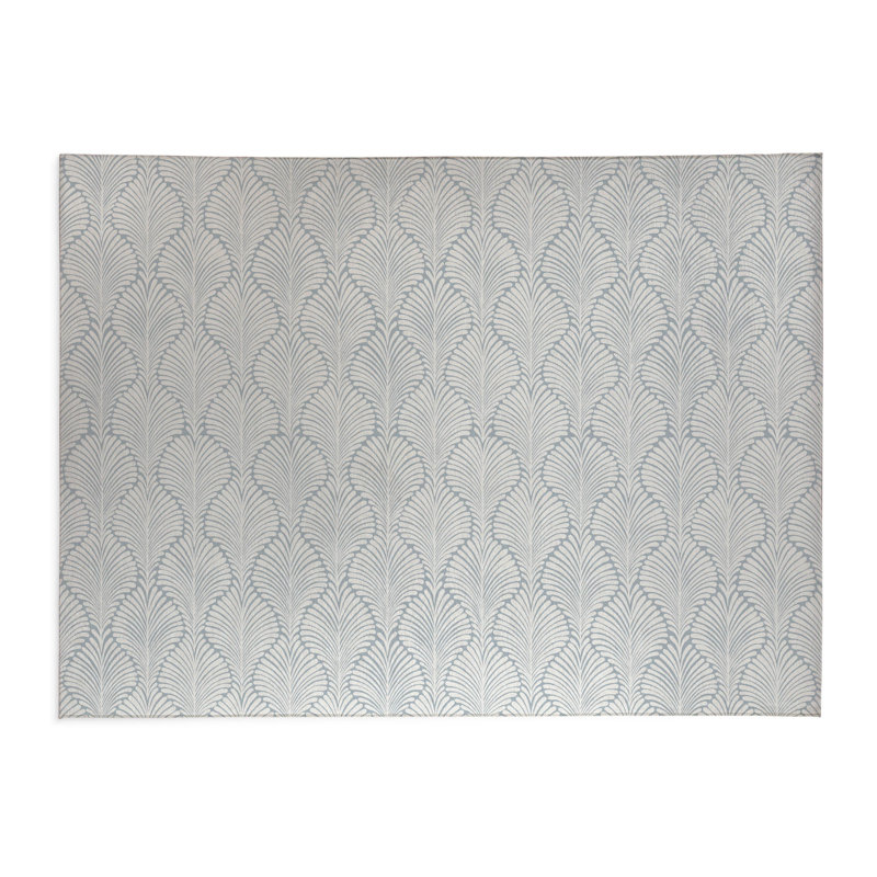 Tapis de bureau léger Elegant Palms, L 5 pi x L 3 pi, Bleu ardoise