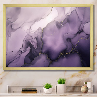 Purple and Grey Marble Ink Clouds X - Fractals Wall Art