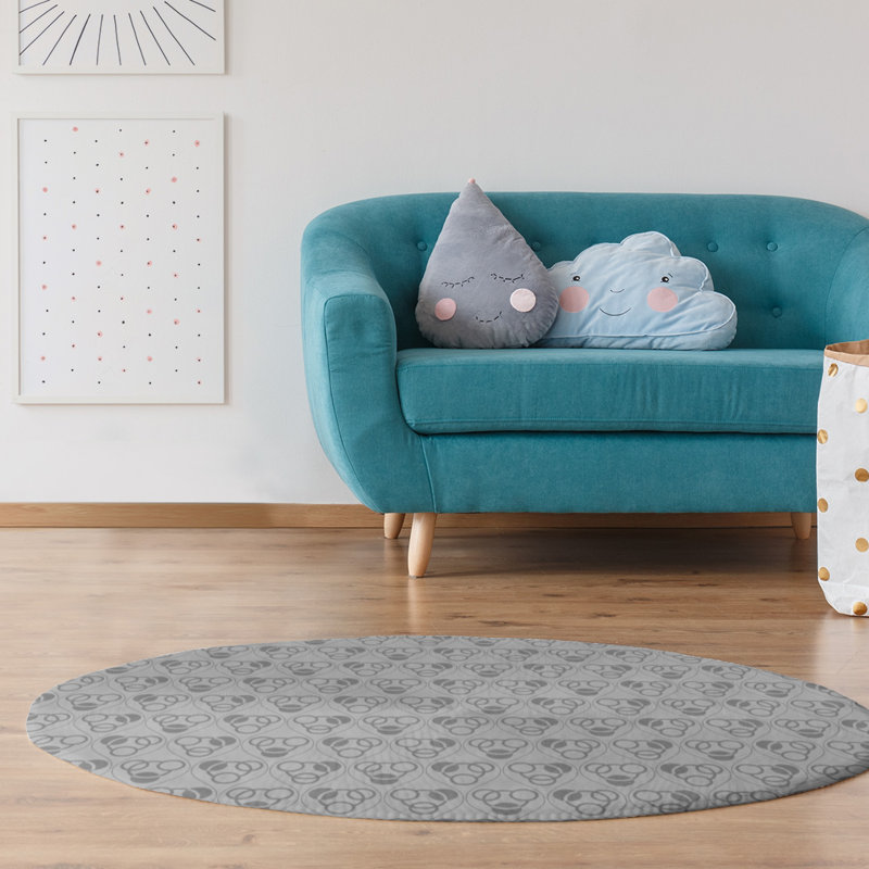 Chenille Geometric Indoor Rug, Round 5'