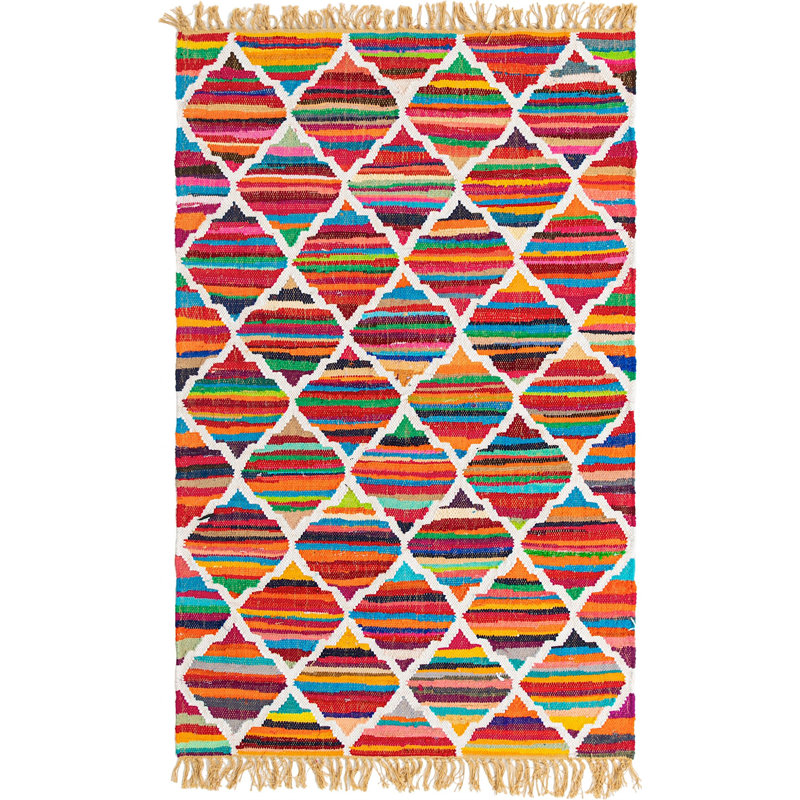 Cotton Geometric Indoor Rug, Rectangle 4' x 6'