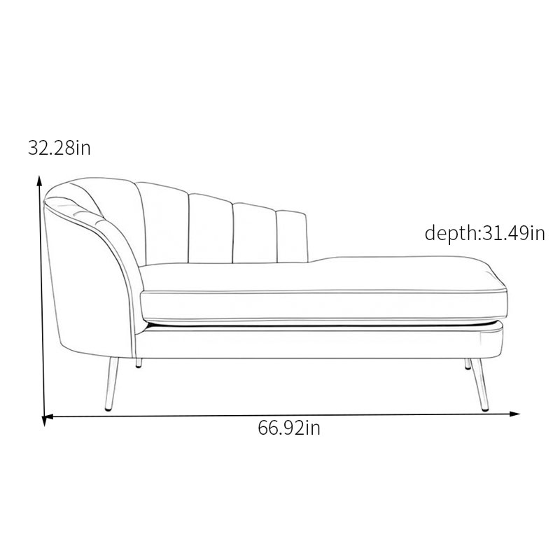 Chaise Longue with Solid Wood Frame, Pink, Left Hand Facing