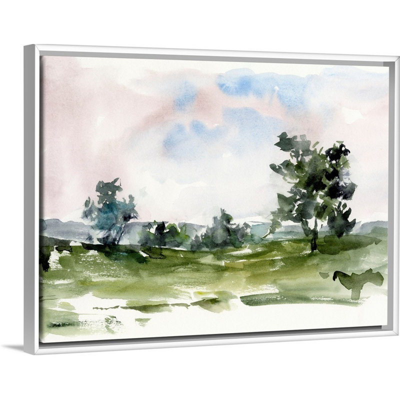 «Mauve Sunset II» par Ethan Harper - reproduction d'art, H 32 po x l 42 po x P 1,75 po, Cadre blanc