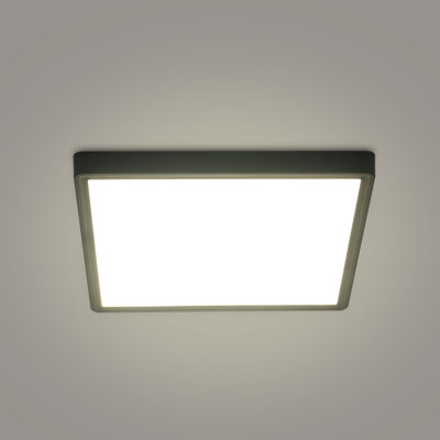 Black 30cm Square Waterproof LED Flush Ceiling Light