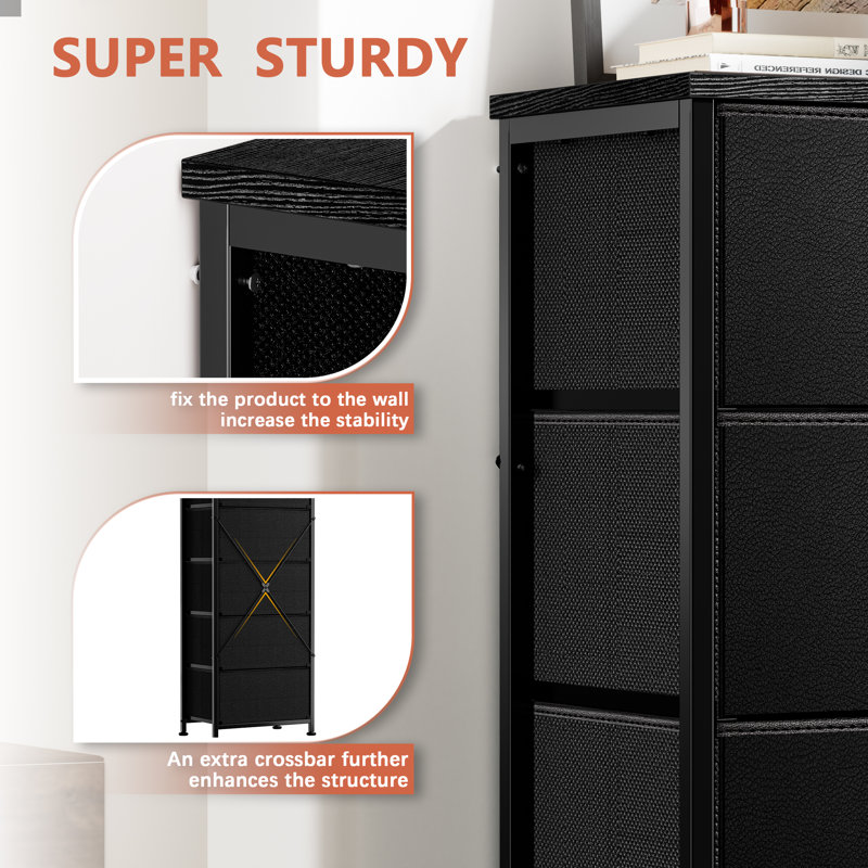 Ojaswi 5 Drawer 45.7Cm W Chest, Black
