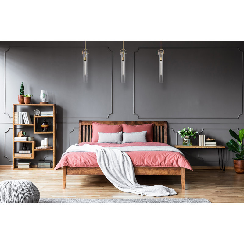 Erie 1 Light 4" Stem Hung Pendant, Brushed Brass, Clear, 22" H x 3.88" W x 3.88" D