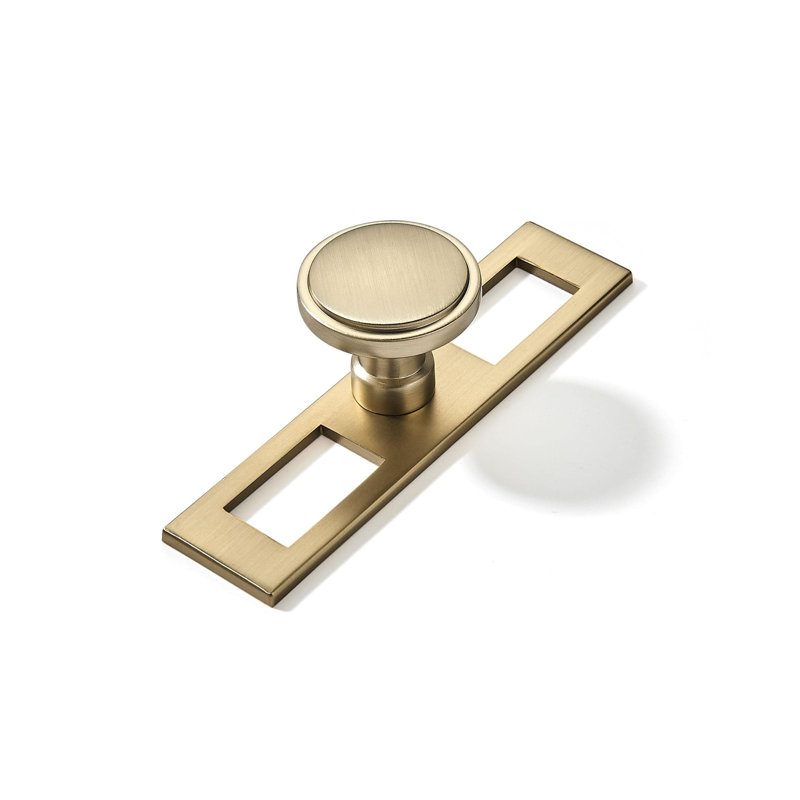 Paquet de 5 boutons d'armoire en laiton brossé avec contre-plaque - poignées de tiroir robustes en alliage de zinc solide et poignées d'armoire de cuisine pour les meubles et les mises à niveau