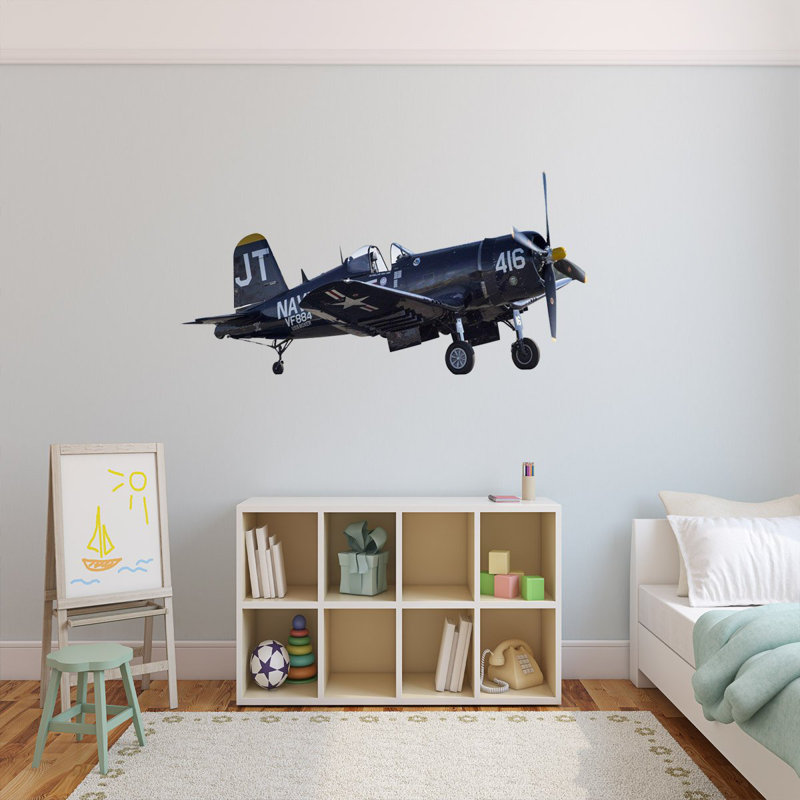 Décalcomanie murale aéronautique rétro Hunziker, H 22 po x l 46 po x P 0,01 po
