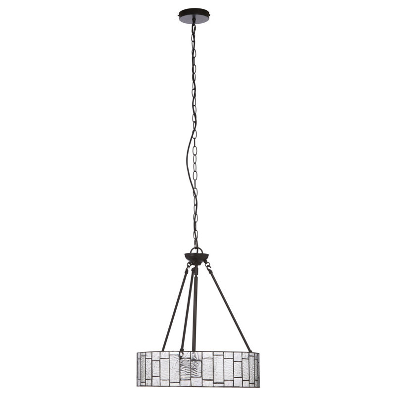 Mundelein 3 - Light Black/Silver Drum Pendant
