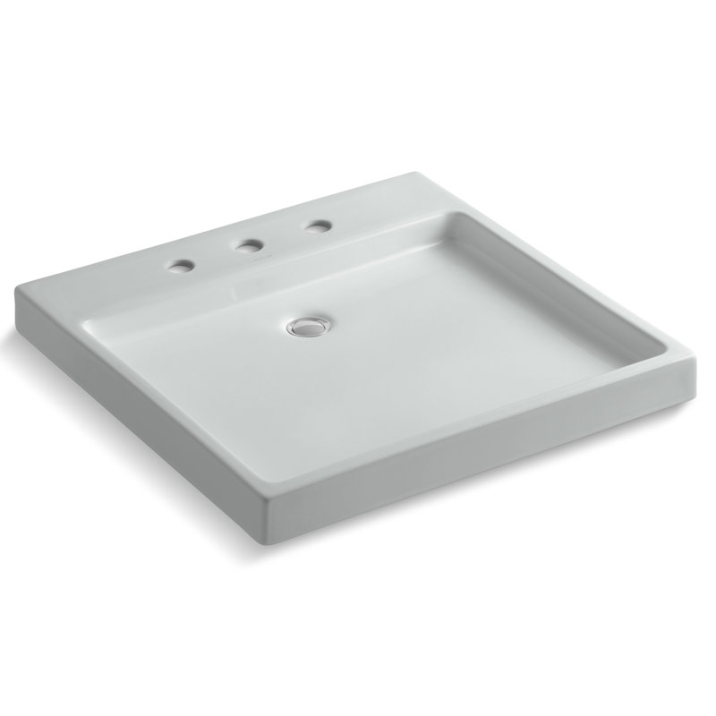 Purist® Ceramic Rectangular Drop-In Bathroom Sink, Ice Gray, 8'' Centers