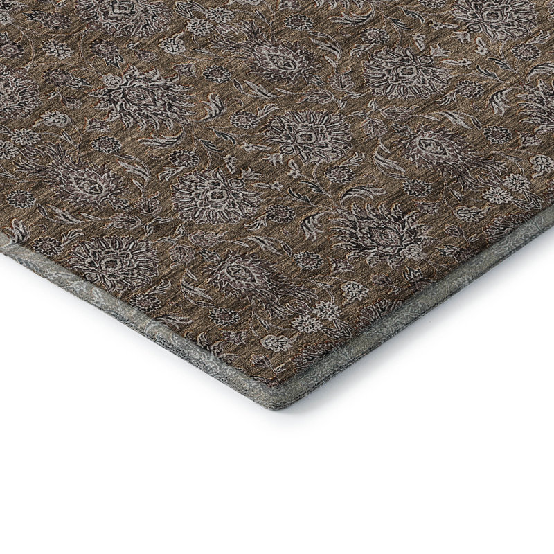 Premium Machine Washable Prisco Chocolate Rug, Rectangle 1'8" x 2'6"