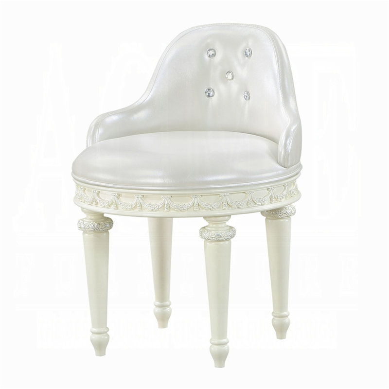 Fauteuil de coiffeuse pivotant ivoire avec dossier capitonné