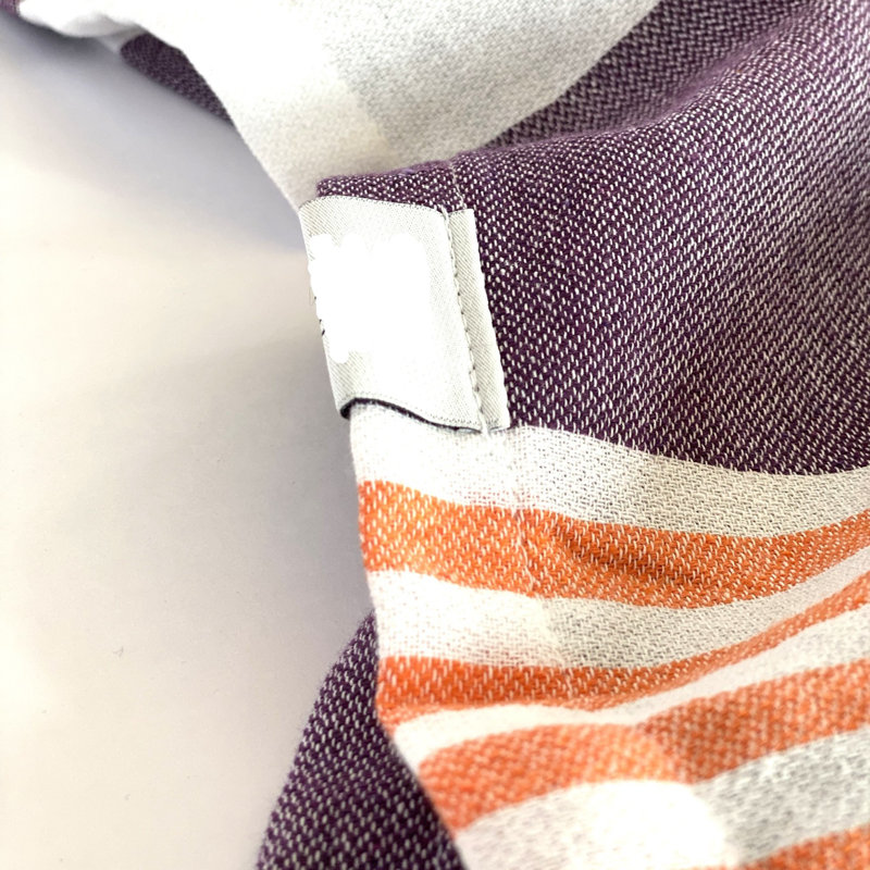 Jeté 100% coton Design, Mauve foncé / orange