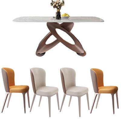 Italian style luxury rectangular dining table set.