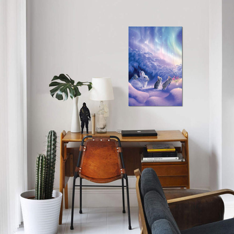 « snuggle bunnies », impression sur toile, H 40 po x l 26 po x P 1,5 po, Toile tendue, Pas de tapis