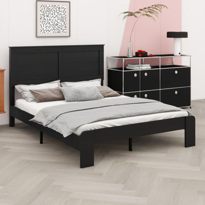 Structure de lit plateforme intelligente en bois avec système de support silencieux, grand espace sous le lit et assemblage sans effort inclus