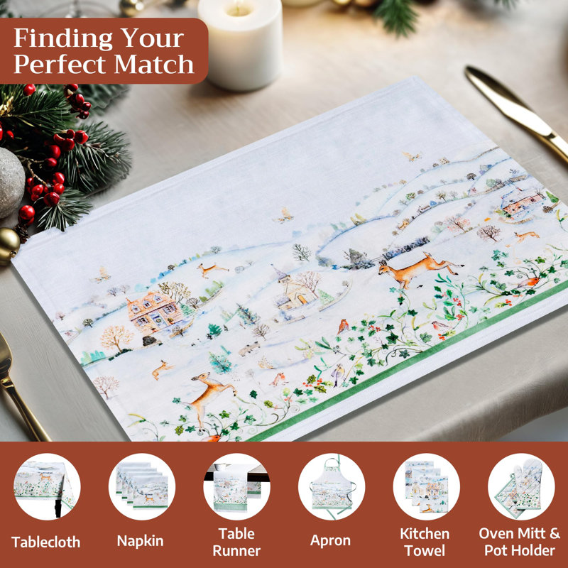 Maison d'Hermine Snowy World, ensemble de 4 napperons 100 % coton - 33 x 48 cm