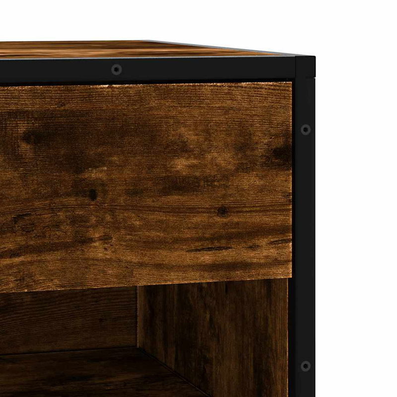 4 Pair Shoe Storage Bench, Smoked Oak