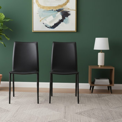 Elegant Korbin Upholstered Side Chair Set of 2 – Modern European Style Black Dining or Office Chair