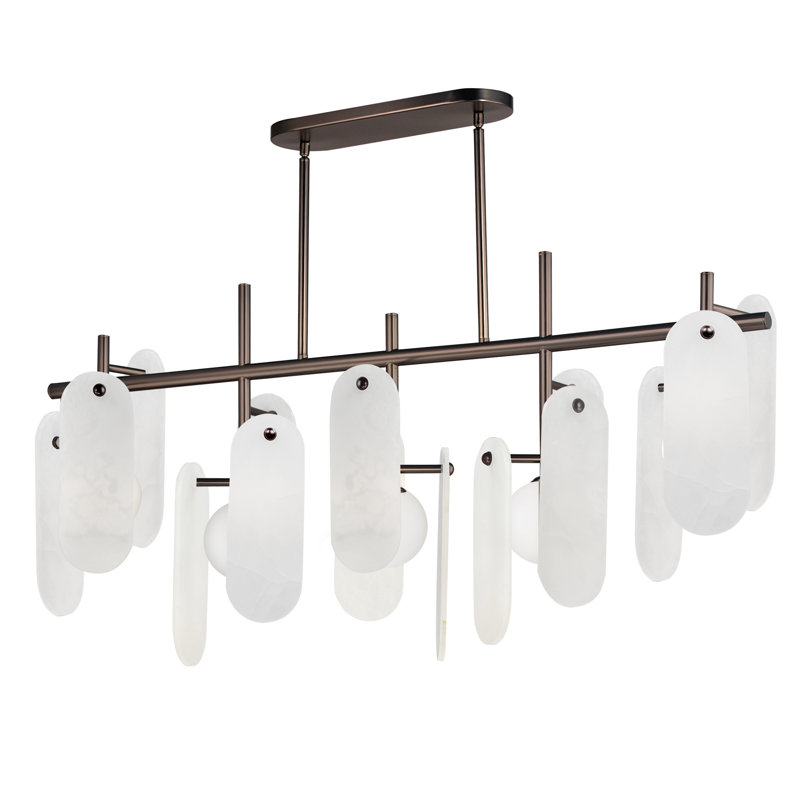 5 - Light LED Pendant, Brushed Bronze, Various Stone