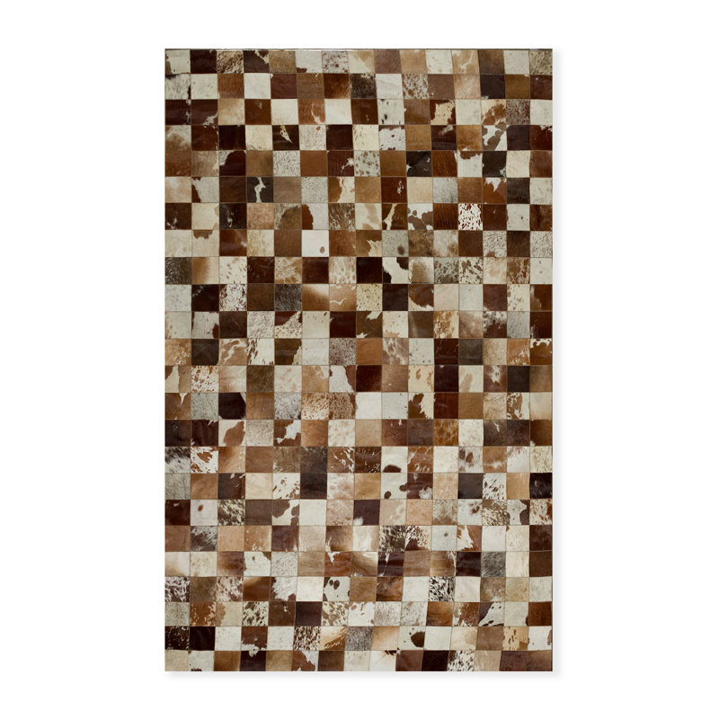 Tapis brun/blanc vache Barcelona