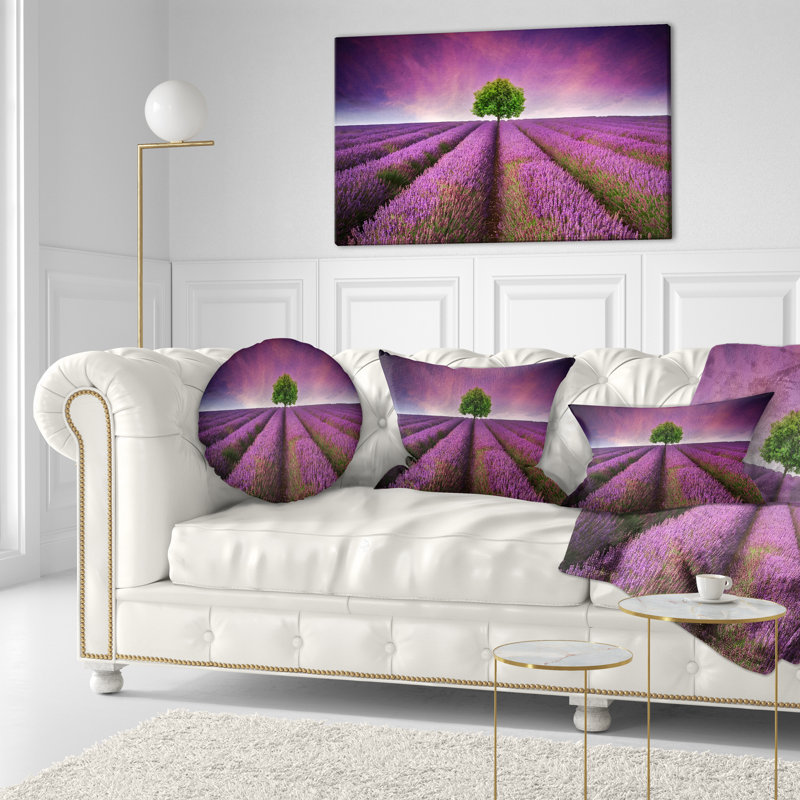 Coussin décoratif floral blanc coucher de soleil avec un oreiller simple tree, 16 po x 1 po, Coussin décoratif
