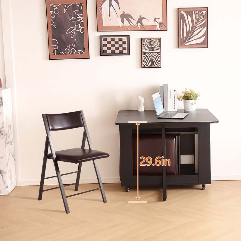 Chaises pliantes avec coussin 2 pièces - Chaises de salle à manger pliables en acier robuste, Brun-roux