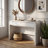 Curved Edge MDF Console Table With 2 Drawers Storage Entryway Table-840662706