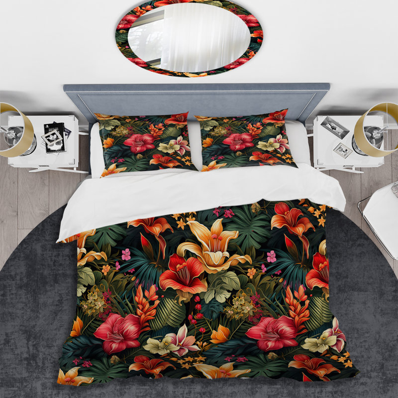 Ensemble de housse de couette Tropical Paradise Botanical Paradise I, Housse de couette pour très grand lit et 2 très