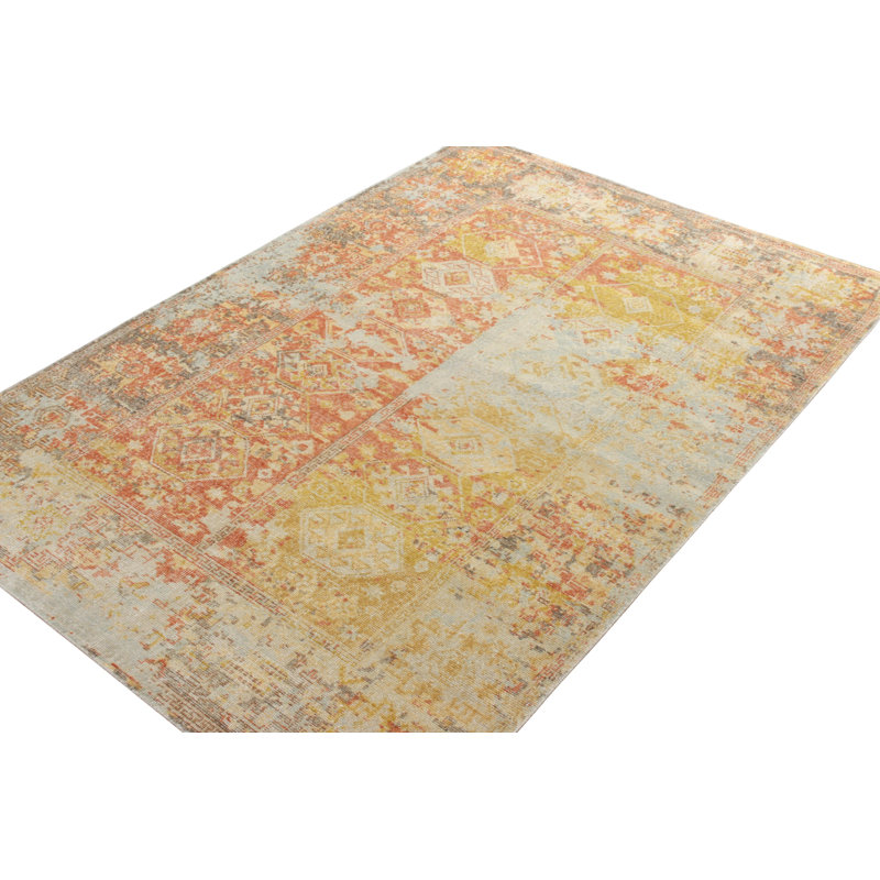 Distressed Homage Hand Knotted Wool Geometric Area Rug, Rectangle 8' x 10'