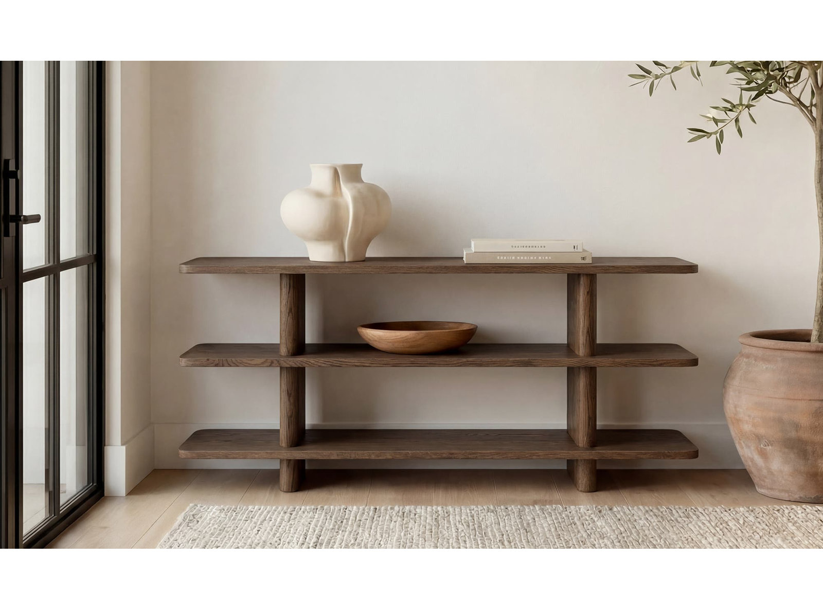 Andre 70" Oak Bookcase, Brown